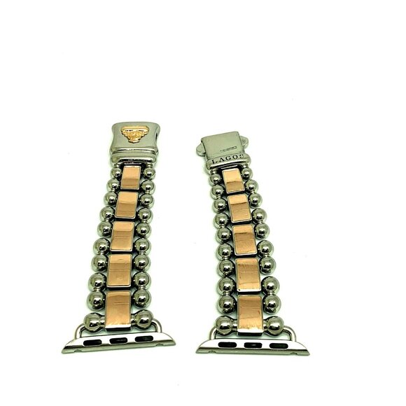 Lagos Apple Watch 38-45mm Band Stainless Steel 18k Rose Gold Smartwatch Strap - Picture 5 of 13